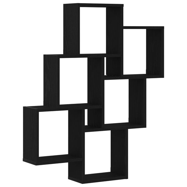 vidaXL Scaffale da parete con lo scaffale Rovere Nero 78 x 15 x 92 cm