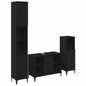 vidaXL Set di mobili per il bagno 3 pcs Rovere nero Legno multistrato