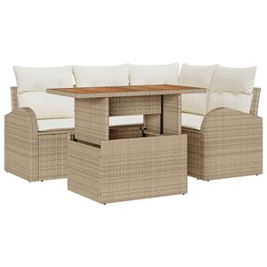vidaXL Set Divano da Giardino 5 pz Beige Poly Rattan