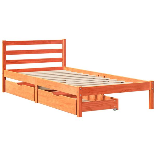 vidaXL Letto senza Materasso Marrone Cera 100x200 cm in Legno di Pino