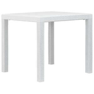 vidaXL Tavolo da Giardino Bianco 79x79x72 cm in Plastica Stile Rattan