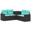 vidaXL Set di divani 5 pz Nero e Blu Rattan sintetico e Acciaio