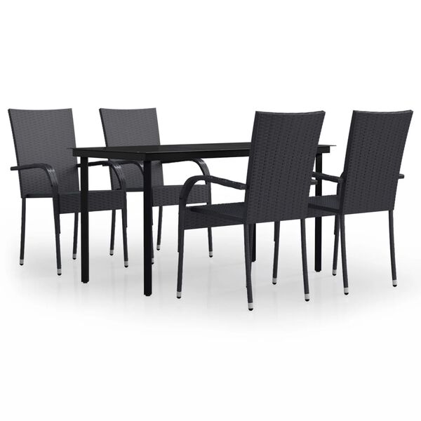 vidaXL Set Mobili da Pranzo per Giardino 5 pz Nero