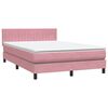 vidaXL Letto a Molle con Materasso e LED Rosa 160x220 cm in Velluto