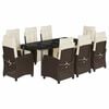 vidaXL Set da Pranzo da Giardino 9pz con Cuscini Marrone in Polyrattan