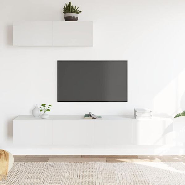 vidaXL Set Mobili Porta TV 3 pz Bianco in Legno Multistrato