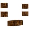 vidaXL Mobili TV a Muro con LED 6pz Rovere Fumo in Legno Multistrato