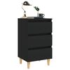 vidaXL Comodino con Gambe in Legno Massello Nero 40x35x69 cm