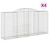 vidaXL Cesti Gabbioni ad Arco 4 pz 300x50x140/160 cm Ferro Zincato