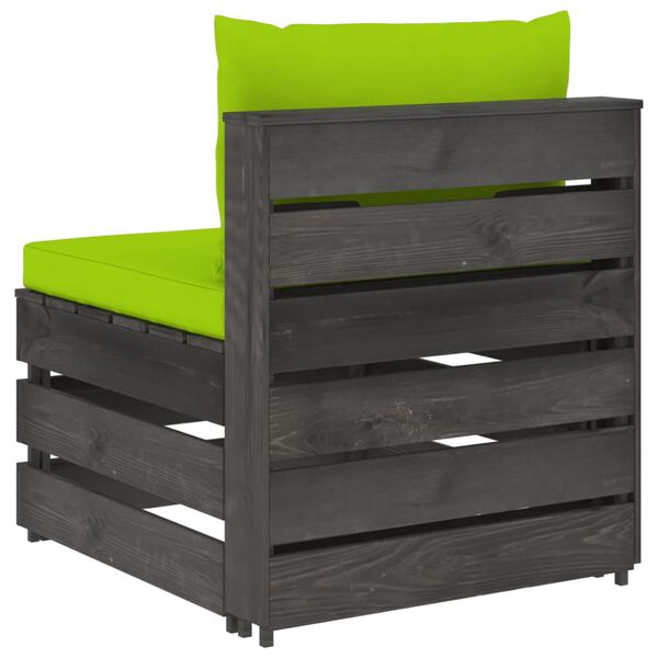 vidaXL Divano Centrale Modulare con Cuscini in Legno Impregnato Grigio