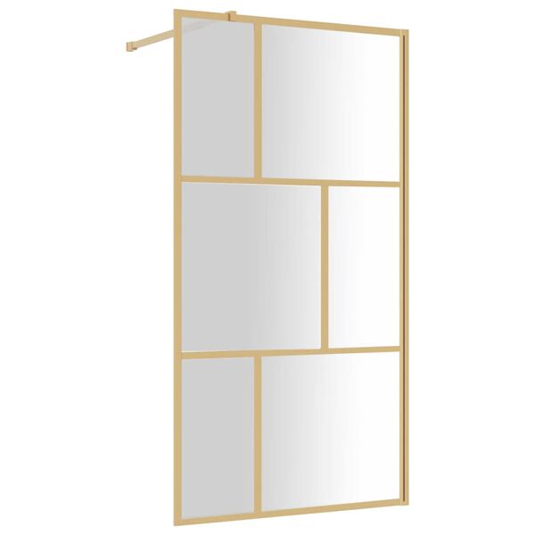 vidaXL Parete per Doccia Walk-in Vetro Trasparente ESG 100x195 cm Oro
