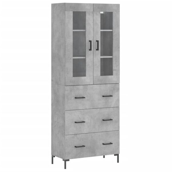 vidaXL Credenza Grigio Cemento 69,5x34x180 cm in Legno Multistrato