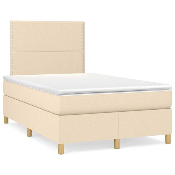 vidaXL Letto a Molle con Materasso e LED Crema 120x190 cm in Tessuto