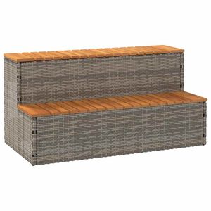 vidaXL Bordo per Vasca Idromassaggio Grigio Polyrattan&Massello Acacia