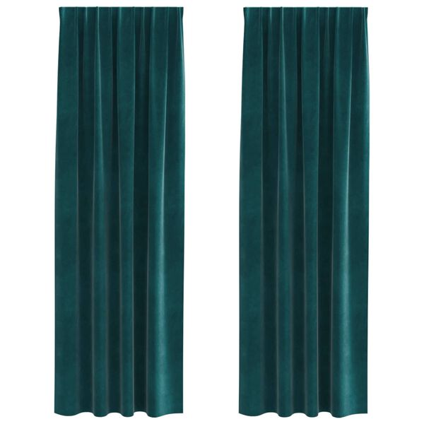 vidaXL Tende oscuranti 2 pcs Verde Scuro 140 x 260 cm Velluto