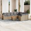 vidaXL Set Divano da Giardino 10 pz con Cuscini Beige in Polyrattan