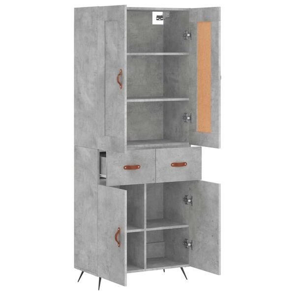 vidaXL Credenza Grigio Cemento 69,5x34x180 cm in Legno Multistrato