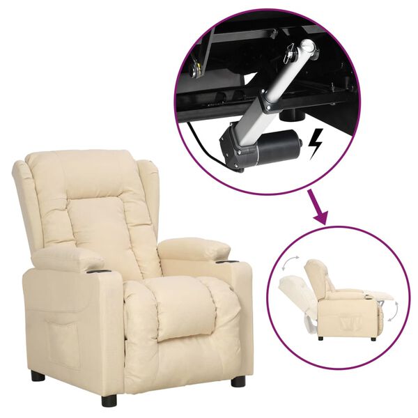 vidaXL Poltrona Alzapersona Crema in Tessuto