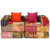 vidaXL Pouf Modulare a 2 Posti in Tessuto Patchwork