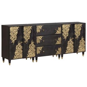 vidaXL Set di Armadi da Bagno 3 pz 180 x 33 x 75 cm Nero