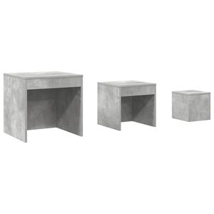 vidaXL Tavolini Impilabili 3 pz Grigio Cemento in Truciolato