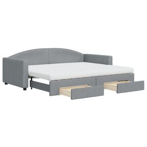 vidaXL Divano Letto Estraibile Cassetti Grigio Chiaro 90x200cm Tessuto