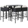 vidaXL Set Bar da Giardino 7 pz con Cuscini in Polyrattan Nero