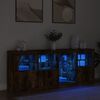 vidaXL Credenza con Luci LED Rovere Fumo 164x37x67 cm