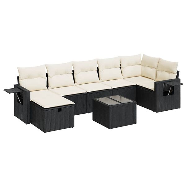 vidaXL Set Divani da Giardino con Cuscini 8 pz Nero in Polyrattan