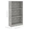 vidaXL Libreria a 3 Ripiani Cemento 60x24x109 cm in Legno Multistrato