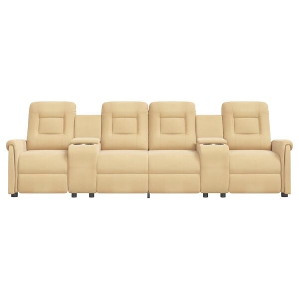 vidaXL Divano Massaggiante Reclinabile 4 Posti e Portabicchieri Crema