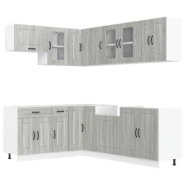 vidaXL Set Mobili da Cucina 11 pz Kalmar Grigio Sonoma in Truciolato