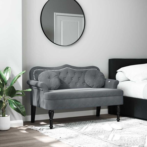 vidaXL Panca con Cuscini Grigio Scuro 120,5x65x75 cm Velluto