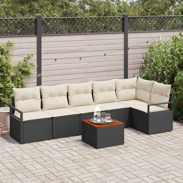 vidaXL Set Divano da Giardino 7 pcs Nero e bianco