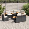 vidaXL Set Divani da Giardino 9 pz con Cuscini Nero Polyrattan Acacia