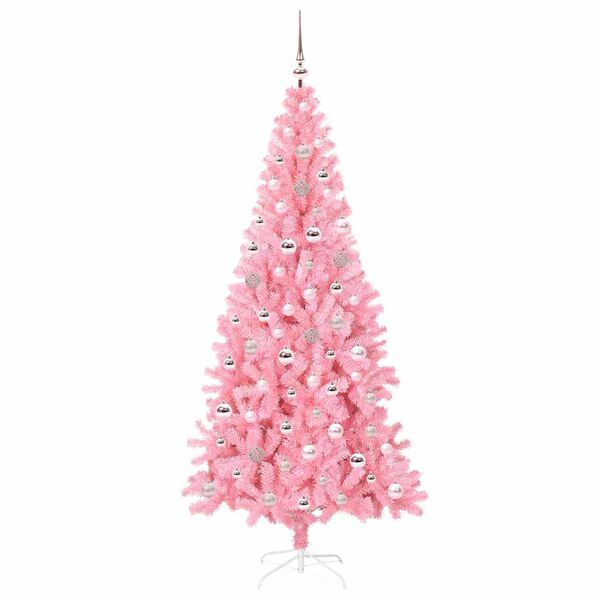 vidaXL Albero di Natale con 300 LED con supporto Rosa 240 cm PVC