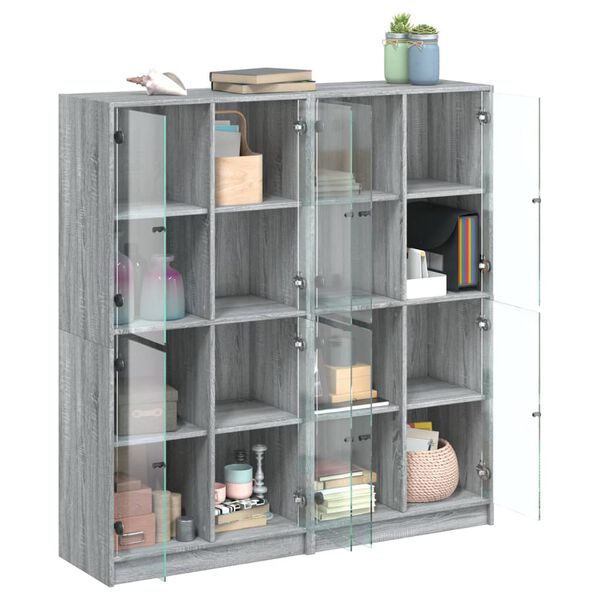 vidaXL Libreria Ante Grigio Sonoma 136x37x142 cm in Legno Multistrato