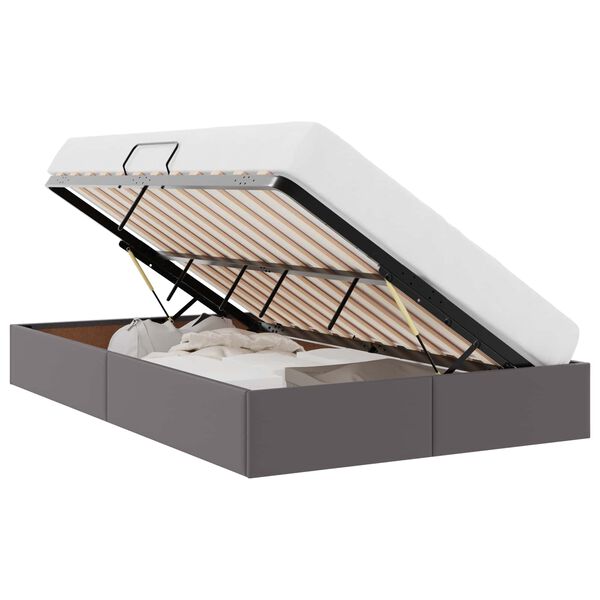 vidaXL Letto con Contenitore Grigio 120 x 190 cm Pelle sintetica