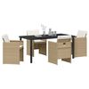 vidaXL Set da Pranzo per Giardino con cuscino 5 pcs Beige polyrattan