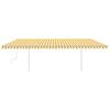 vidaXL Tenda da Sole Retrattile Manuale con Pali 6x3m Gialla e Bianca