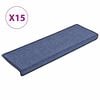 vidaXL Tappetini per scale 15 pz 65x21x4 cm blu bordo rettangolare