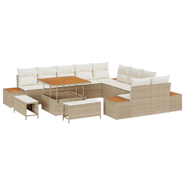 vidaXL Set Divano da Giardino 13 pcs Beige polyrattan