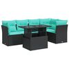 vidaXL Set Divano da Giardino 6 pz con Cuscini Nero Polyrattan Acacia