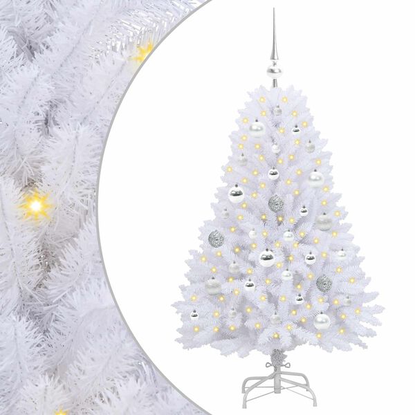 vidaXL Albero di Natale Artificiale con Rami Pieghevoli Bianco 120 cm