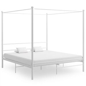 vidaXL Letto a Baldacchino Bianco in Metallo 200x200 cm