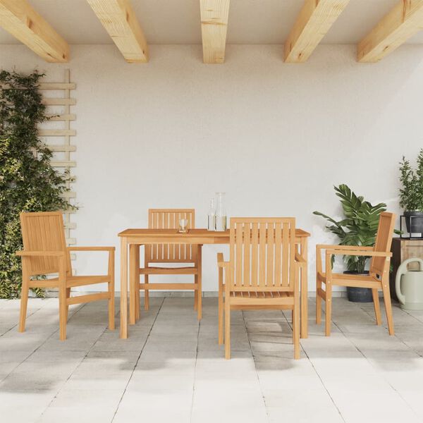 vidaXL Set da Pranzo per Giardino 5 pz in Legno Massello di Teak