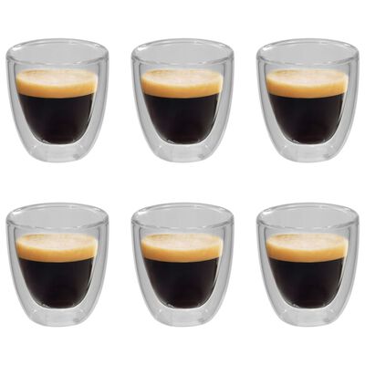 vidaXL Bicchiere Termico a Doppia Parete per Caffè Espresso 6 pz 80 ml
