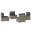 vidaXL Poltrone Centrali da Giardino 4pz Grigio 57x57x56cm Polyrattan