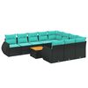 vidaXL Set Divani da Giardino 11 pz con Cuscini Nero in Polyrattan
