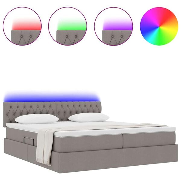 vidaXL Letto con luci a strisce a LED Talpa 180 x 200 cm Tessuto